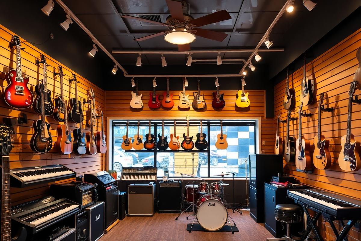 Interior de tienda de instrumentos musicales